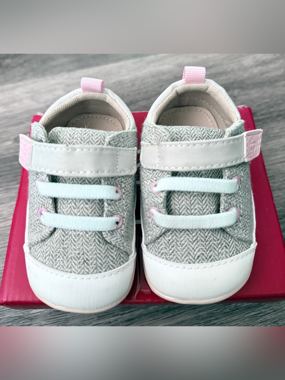 See Kai Run Stevie Mini First Walker Shoe - Gray Herringbone - Picture 2 of 7